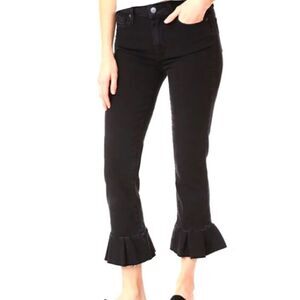 Paige jeans Elaine denim black frilly ankle hem size 26 edgy rocker artsy fun